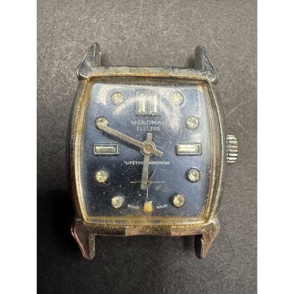 Vintage Woldman Electra Swiss Made Diamond Tooled Watch Silver Tone No Band - Picture 1 of 14